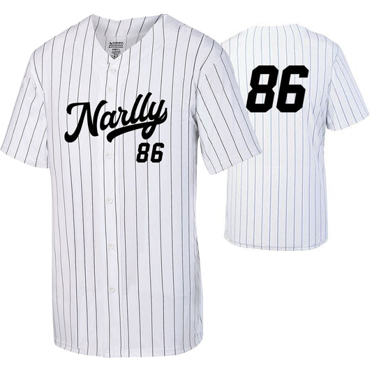 Narlly '86 Pinstripe Baseball Jersey: Celebrate D Roy's Legacy in True Baller Style!